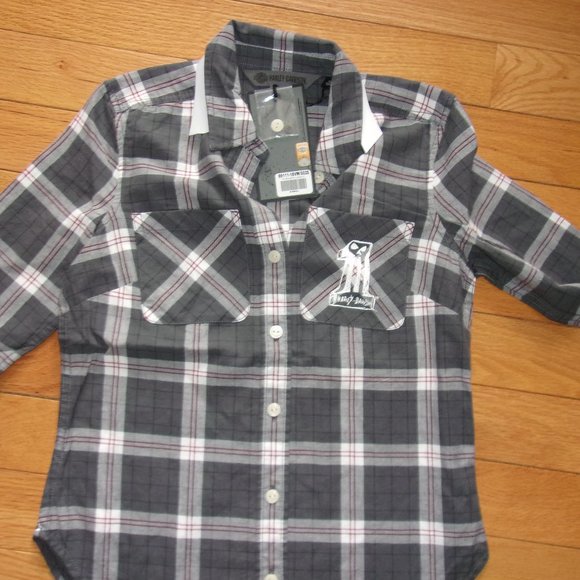 Harley Davidson Plad Button Up NWT - Picture 3 of 4